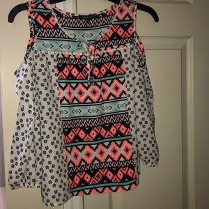 Girls XL Aztec print Cold Shoulder Top